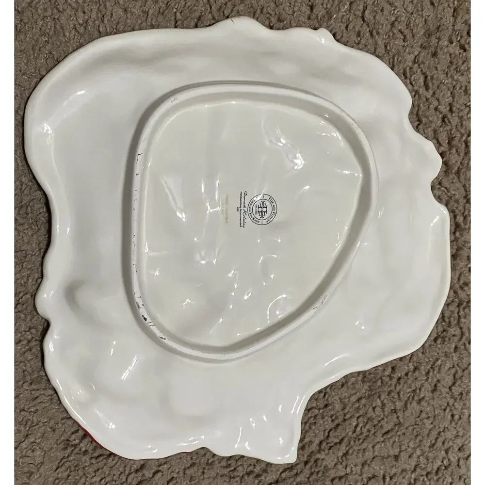 Fitz & Floyd Damask Holiday Ceramic Santa Toys Figural Christmas Canape Plate